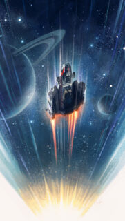 Spaceship Traveling Through Warp Space Mobile Wallpaper