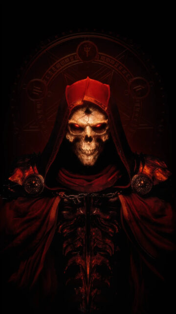 Dark Necromancer Skull Skeleton Warrior Mobile Wallpaper