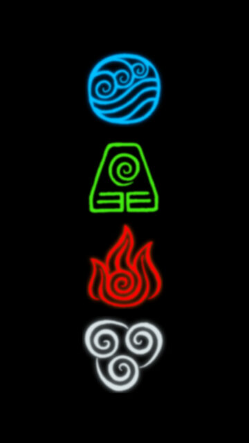 Minimalist Avatar Elemental Symbols Mobile Wallpaper