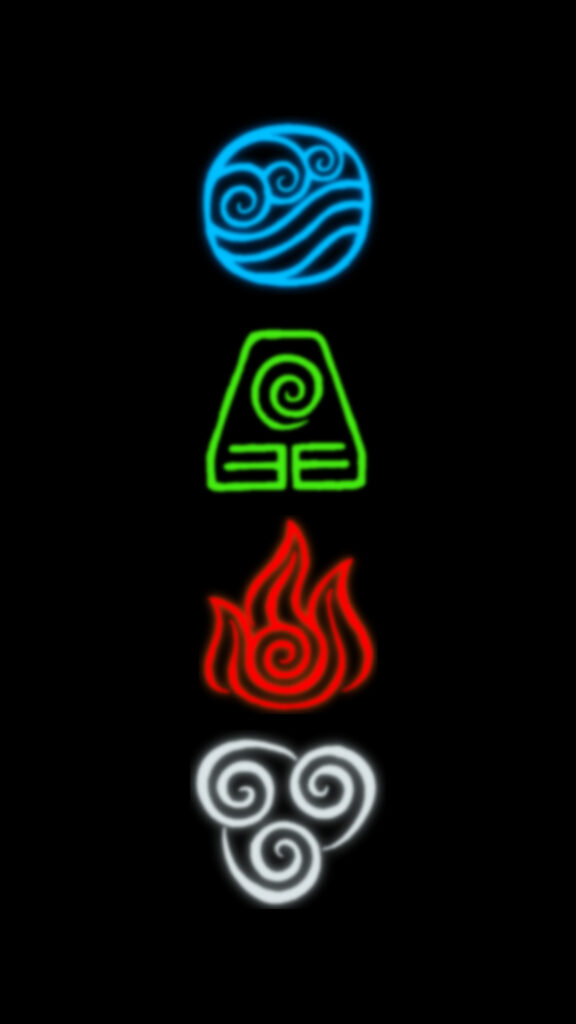 Minimalist Avatar Elemental Symbols Mobile Wallpaper