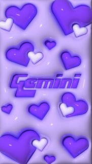 Gemini Zodiac Aesthetic 3D Purple Hearts Energy Wallpaper