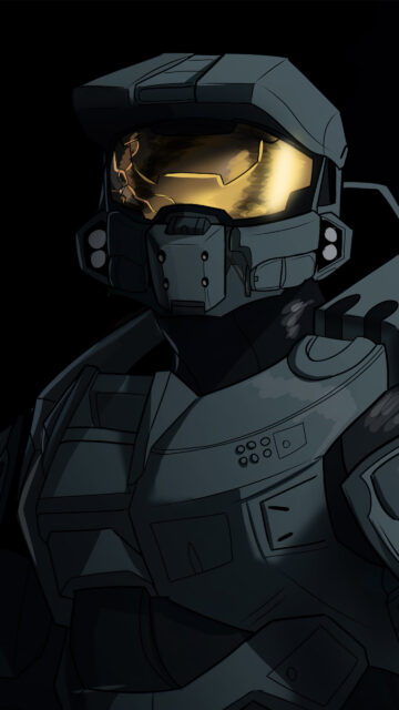 Master Chief Mjolnir Armor Digital Illustration Mobile Wallpaper