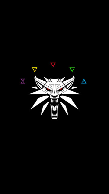 The Witcher Wolf Medallion Minimalist Mobile Wallpaper