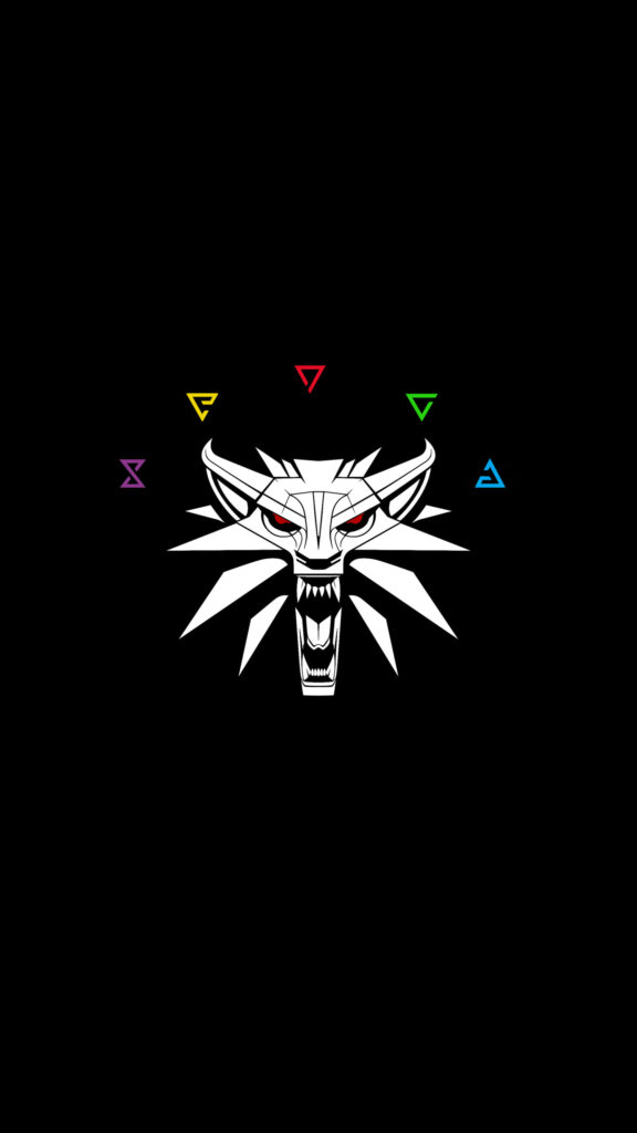 The Witcher Wolf Medallion Minimalist Mobile Wallpaper