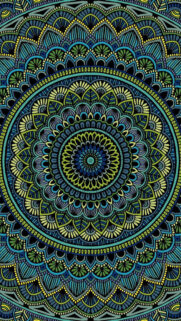 Divine Blue and Green Mandala Spiritual Energy Art Aesthetic Wallpaper