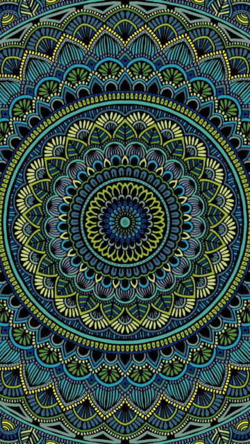 Divine Blue and Green Mandala Spiritual Energy Art Aesthetic Wallpaper