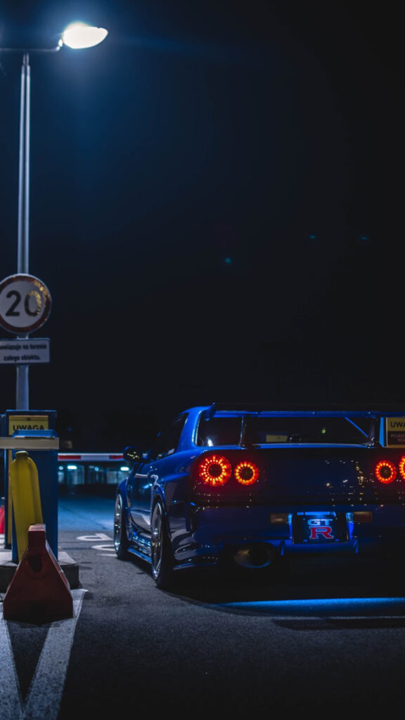 Nissan Skyline GT-R R34 Night Mobile Wallpaper