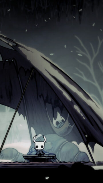 Hollow Knight Resting Under Tent Mobile Wallpaper