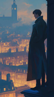 Detective Looking Over London Rooftops Mobile Wallpaper