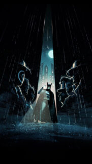 Batman Noir Rain Alleyway Silhouette Mobile Wallpaper