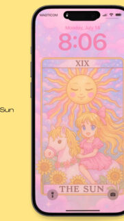 The Sun Tarot Card Aesthetic Pink and Pastel Magical Phone Wallpaper