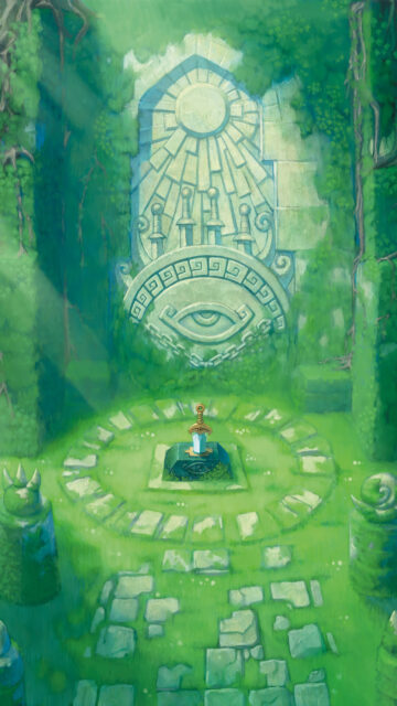 Fantasy Ancient Sword Stone Altar Mobile Wallpaper