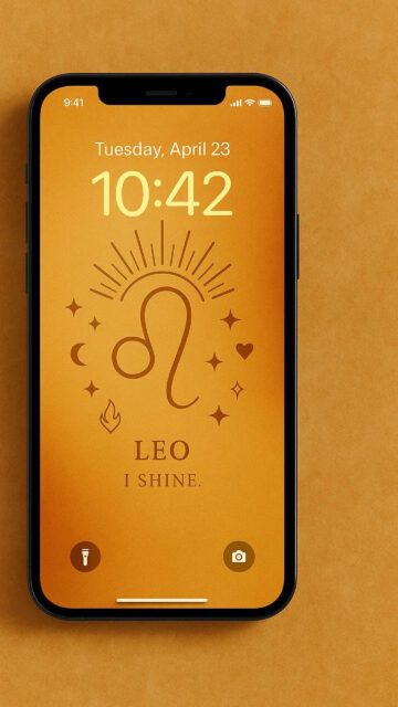 Radiant Gold Leo Zodiac Astrology Aesthetic Phone Wallpaper