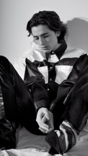 Monochrome Portrait of Timothée Chalamet Mobile Wallpaper