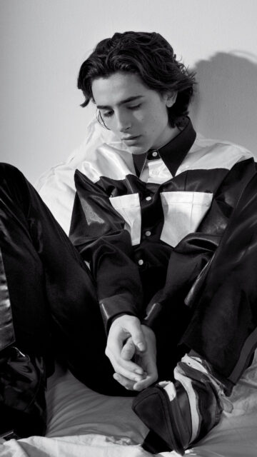 Monochrome Portrait of Timothée Chalamet Mobile Wallpaper