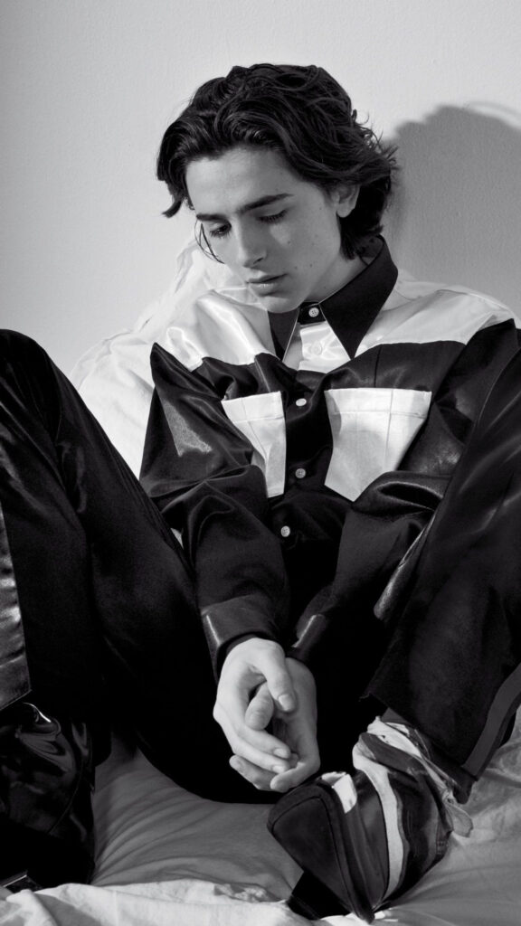 Monochrome Portrait of Timothée Chalamet Mobile Wallpaper