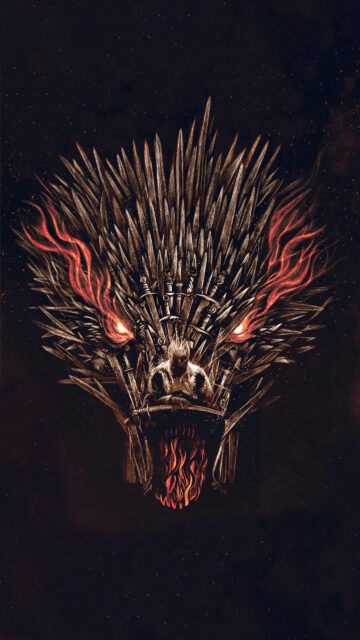 Iron Throne Dragon Silhouette Artistic Mobile Wallpaper