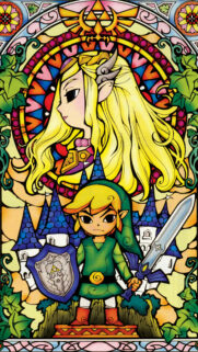 Toon Link and Princess Zelda Stained Glass Art Mobile Wallpaper