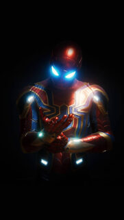 Iron Spider-Man Glowing Suit Minimalist Mobile Wallpaper