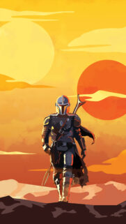 Minimalist Mandalorian Desert Landscape Mobile Wallpaper
