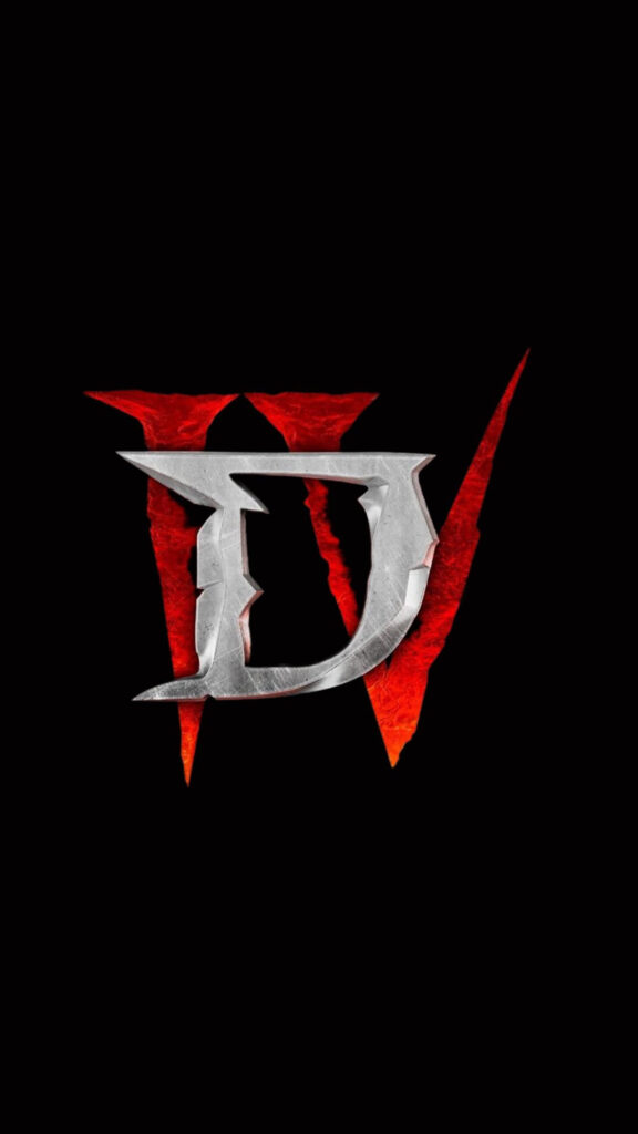 Diablo IV Logo Dark Red Minimalist Mobile Wallpaper