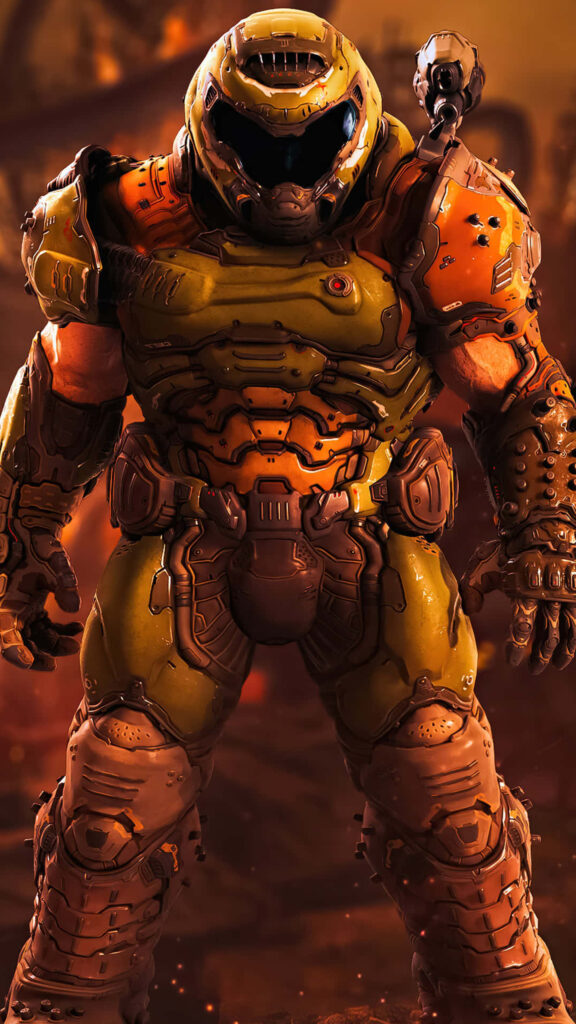 Doom Slayer Green Armor Mobile Wallpaper