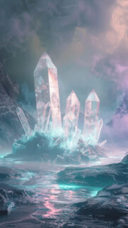 Ethereal Glowing Crystal Cluster Spiritual Energy Aesthetic Wallpaper