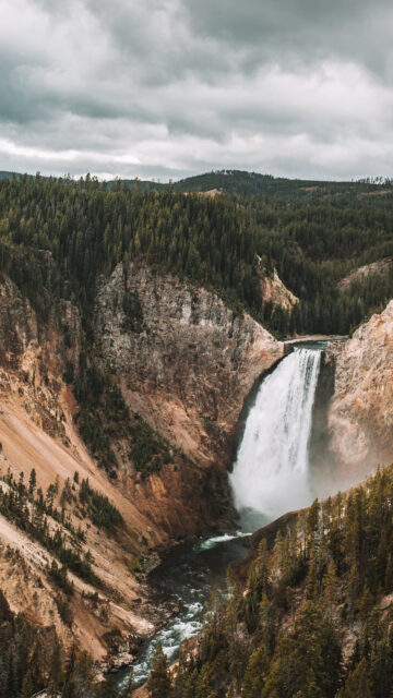 Majestic Lower Yellowstone Falls Vertical Phone Wallpaper
