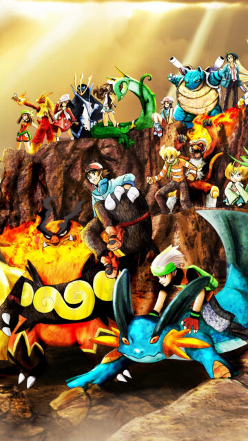 Pokemon Trainers and Their Creatures 4K Mobile Wallpaper