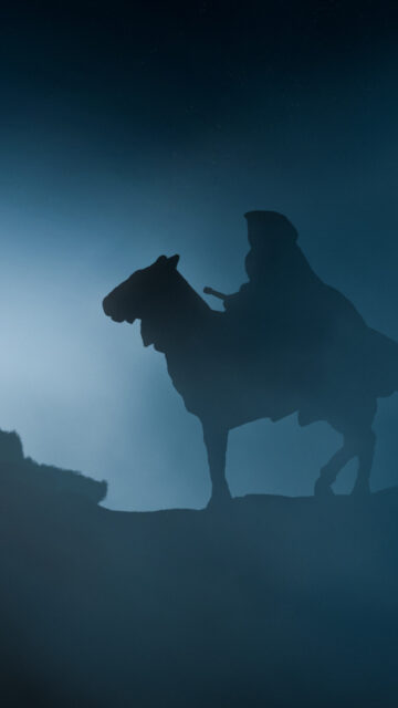 Mysterious Knight on Horseback Minimalist Mobile Wallpaper