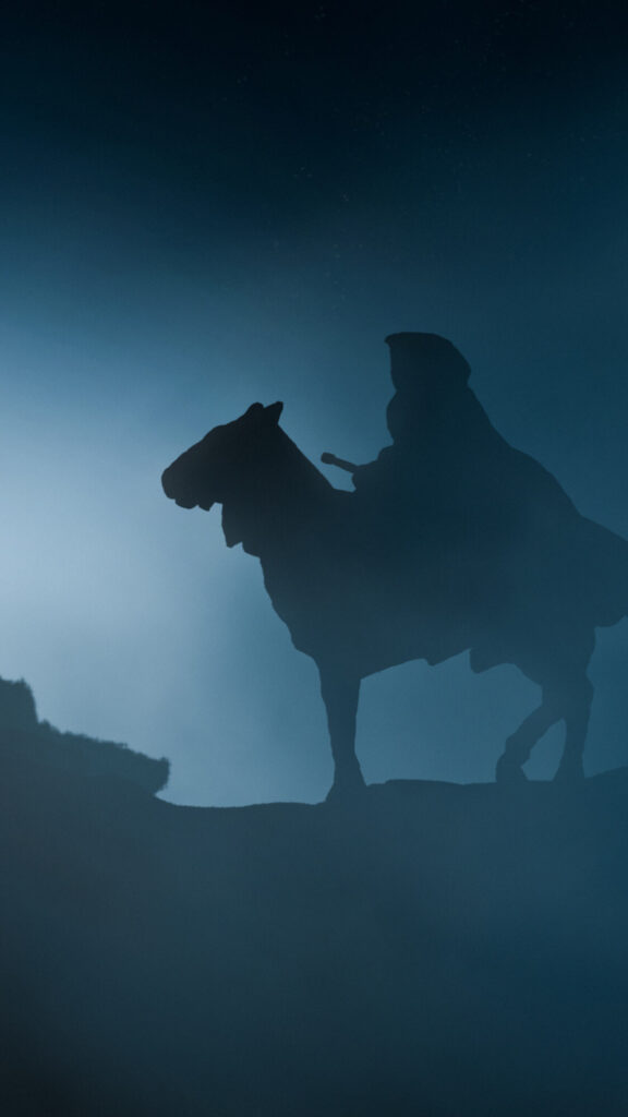 Mysterious Knight on Horseback Minimalist Mobile Wallpaper