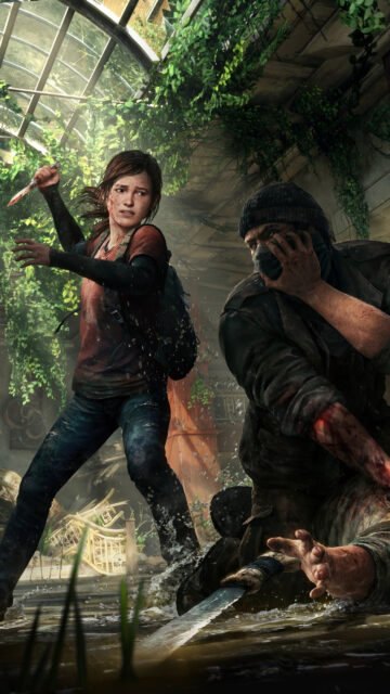 Ellie and Hunter Combat Action Mobile Wallpaper
