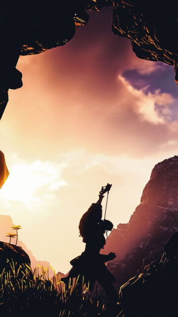 Aloy Silhouette Sunset Horizon Mobile Wallpaper