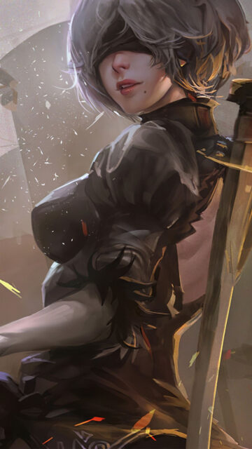 Stunning 2B Nier Automata Fan Art Mobile Wallpaper