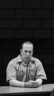 Bob Odenkirk Black and White Prison Portrait Mobile Wallpaper