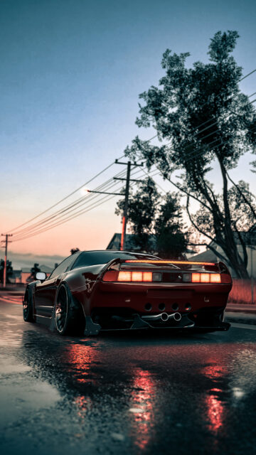 Red Modified Honda NSX Sunset Mobile Wallpaper