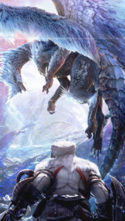 Velkhana Confronting a Hunter Monster Hunter Mobile Wallpaper