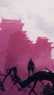 Sekiro Samurai Standing Before Ashina Castle Mobile Wallpaper