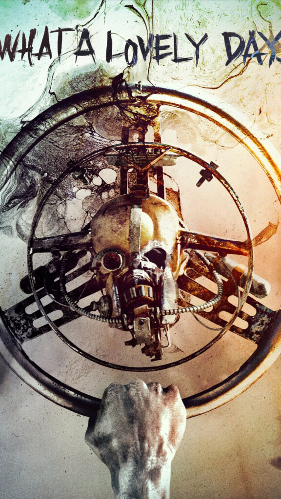 Post-Apocalyptic Steering Wheel Skull Mobile Wallpaper