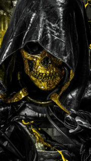 Golden Cybernetic Skull Reaper Mobile Wallpaper