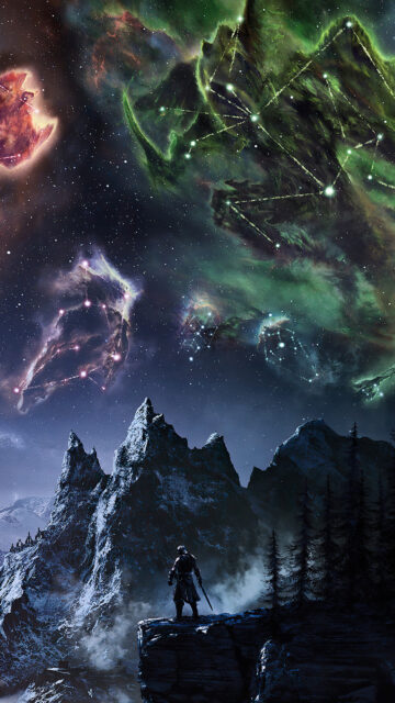 The Elder Scrolls Skyrim Night Sky Mobile Wallpaper