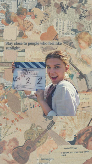 Millie Bobby Brown Vintage Aesthetic Collage Mobile Wallpaper
