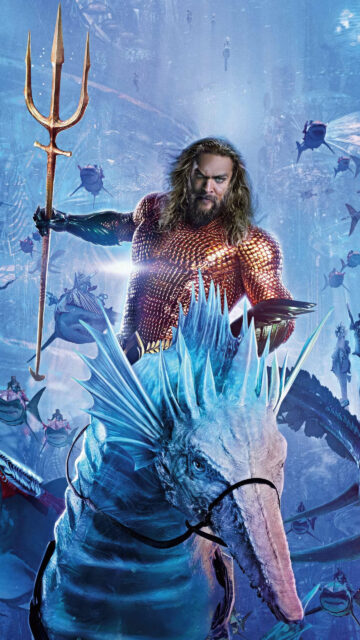 Aquaman Riding a Sea Creature Mobile Wallpaper