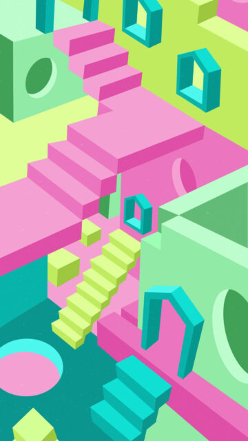 Abstract Isometric Staircase Architectural Phone Wallpaper