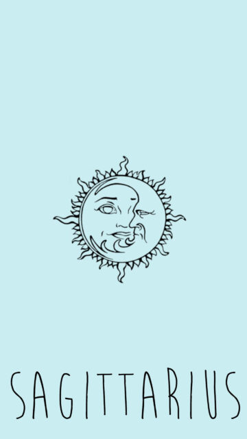 Sagittarius Zodiac Sun and Moon Aesthetic Phone Wallpaper