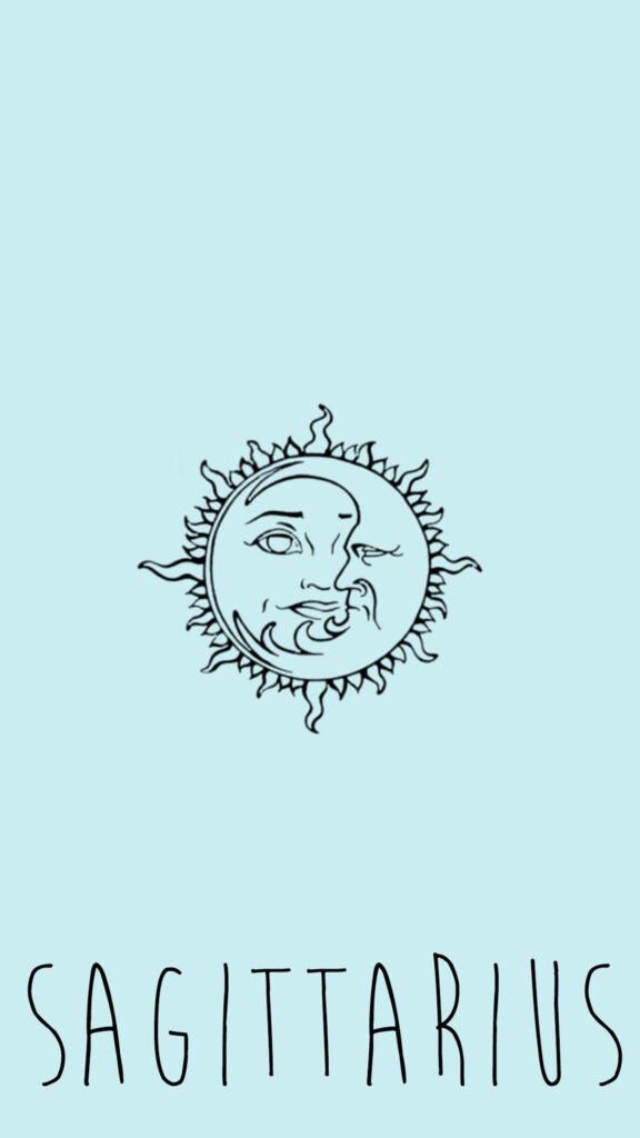 Sagittarius Zodiac Sun and Moon Aesthetic Phone Wallpaper