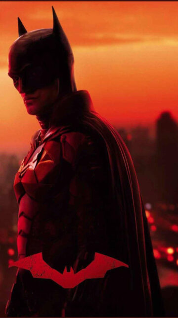 Robert Pattinson as The Batman Cinematic Silhouette Mobile Wallpaper