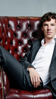 Benedict Cumberbatch in Leather Chair Mobile Wallpaper