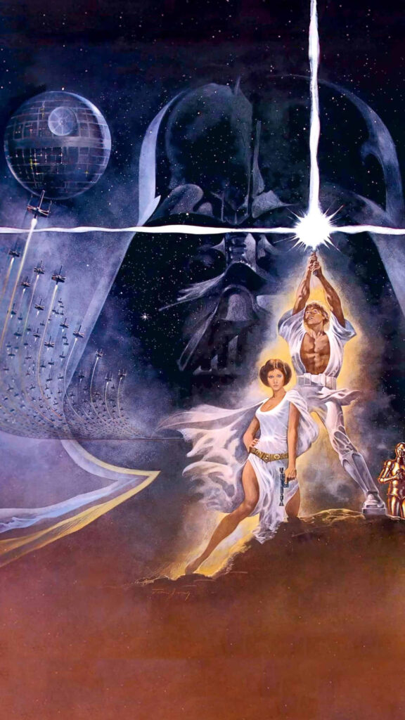 Star Wars A New Hope Luke and Leia Poster Mobile Wallpaper