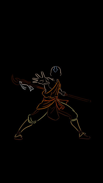 Minimalist Aang Neon Style Mobile Wallpaper
